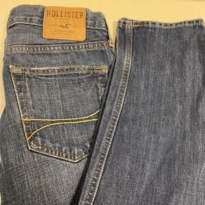 Hollister Men Skinny Jeans Size 30X30 ButtonFly Dark Medium Blue Y2K Logo Preppy